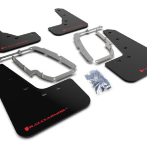 Rally Armor Black UR Mud Flaps with Red Logo for 2017-2023 Tesla Model 3