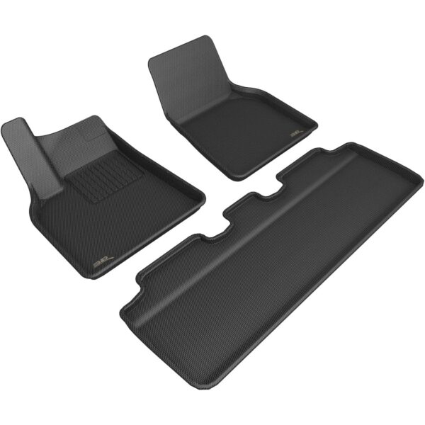 3D MAXpider 1st & 2nd Row Kagu Floormats (Black) For Tesla Model Y 2021-2024 5-Seater Full Set