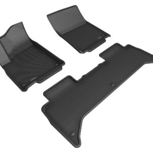 3D MAXpider Custom Fit Full Set Kagu R1 R2 Floor Mats Black For Rivian R1T 2022-2024