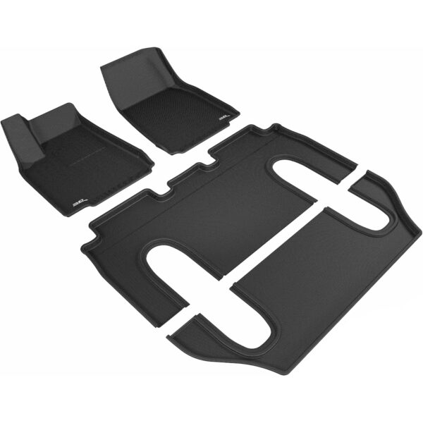 3D MAXpider Kagu 1st & 2nd & 3rd Row Floormats - Black For 2016-2021 Tesla Model X 6-Seats - Full Set