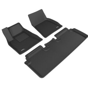 3D MAXpider Kagu 1st & 2nd Row Floormats Black For 2012-2014 Tesla Model S