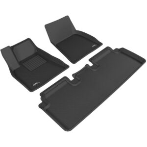 3D MAXpider Kagu 1st & 2nd Row Floormats Black For 2015-2020 Tesla Model S