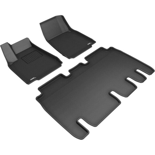 3D MAXpider Kagu 1st & 2nd Row Floormats - Black For Tesla Model X 2016-2021 5-Seat - Full Set