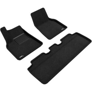 3D Maxpider Elegant Floor Mat Full Set 1st 2nd Row (Black) For Tesla Model Y 2021-2024