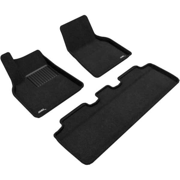 3D Maxpider Elegant Floor Mat Full Set 1st 2nd Row (Black) For Tesla Model Y 2021-2024