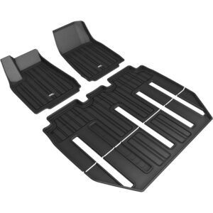 3D Maxpider Elitect 1st 2nd 3rd Row - Floor Mat Set (Black) For 2017-2021 Tesla Model X Folding 7-Seat - Full Set