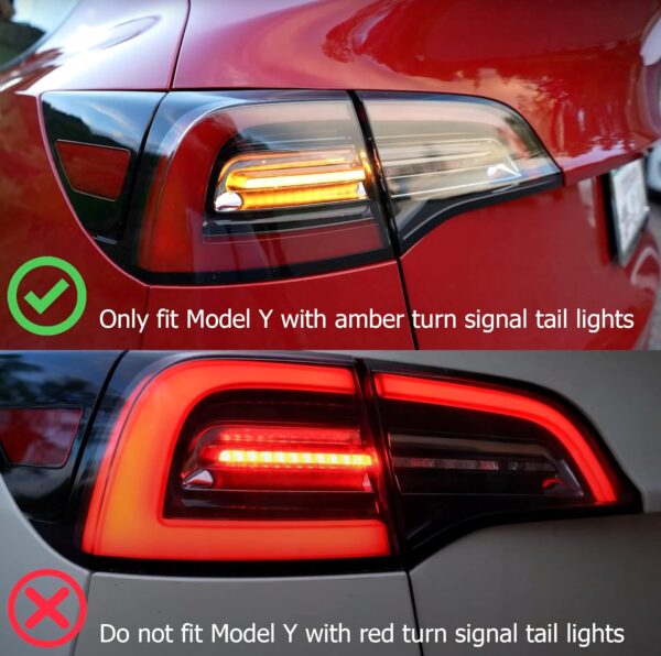 AlphaRex PRO-Series LED Tail Lights Jet Black For Tesla Model Y 2020-2024 (for amber signal version)