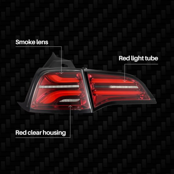 AlphaRex PRO-Series LED Tail Lights Red Smoke For Tesla Model Y 2020-2024 (for amber signal version)