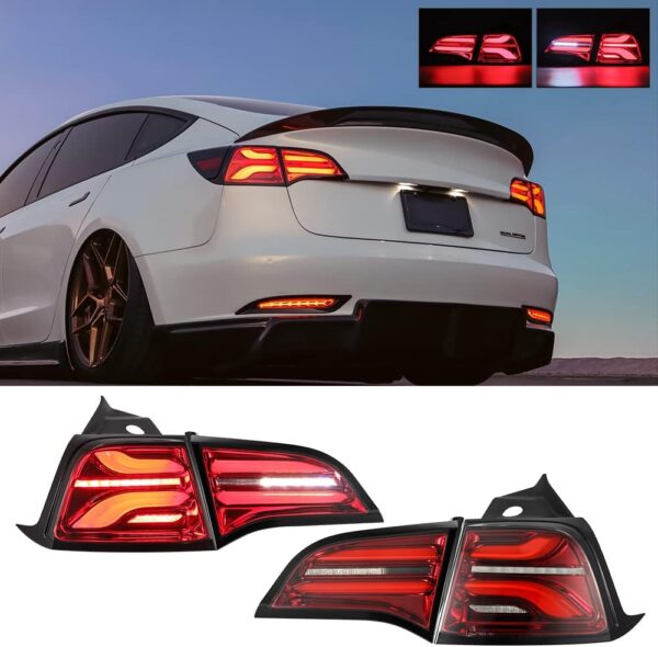 AlphaRex PRO-Series LED Tail Lights Red Smoke For Tesla Model Y 2020-2024 (for amber signal version)