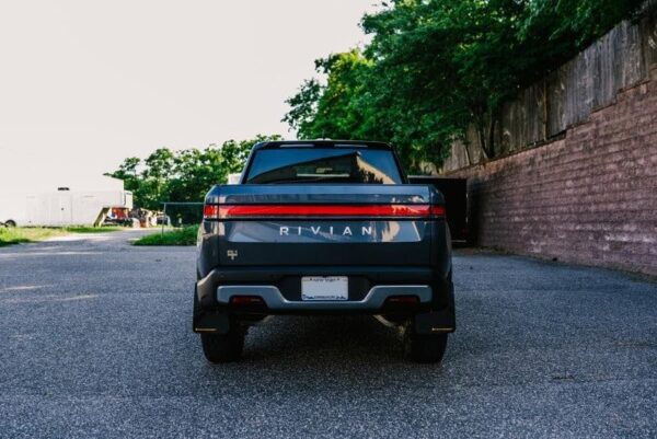 Rally Armor Black UR Mud Flap w/ Tangerine Scream Logo For Rivian R1T 2022-2023