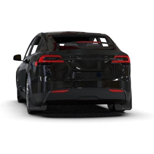 Rally Armor UR Black Mud Flaps w/ Dark Grey Logo For Tesla Model X 2022-2024