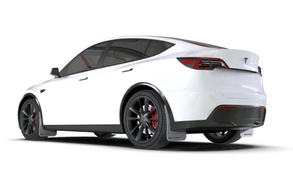 Rally Armor White UR Mud Flap w/ Black Logo For Tesla Model Y 2020-2024