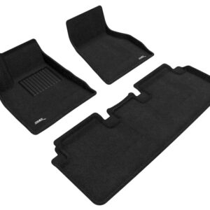 3D Maxpider Elegant 1st 2nd Row Floor Mat Set Black For 2015-2019 Tesla Model S