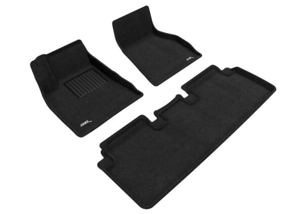 3D Maxpider Elegant 1st 2nd Row Floor Mat Set Black For 2015-2019 Tesla Model S