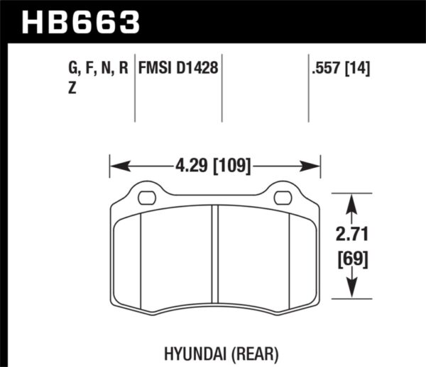 HAWK HP+ 14mm Rear Brake Pads For 2012-2015 Tesla Model S