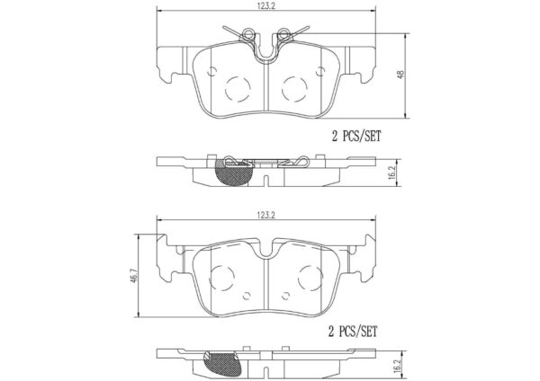 Brembo Premium Ceramic Rear Disc Brake Pad Set For BMW i3 2014-2020