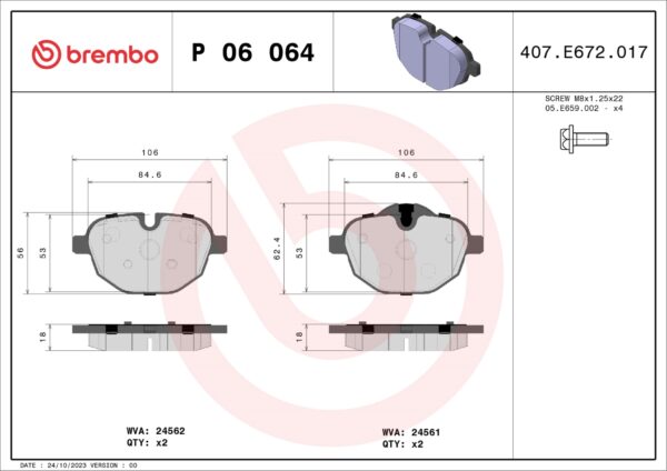 Brembo Premium Low-Met Rear Disc Brake OE Equivalent Pad Set For BMW i8 2014-2020