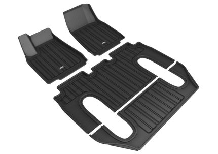 2016-2021 Tesla Model X 6-Seat Elitect First, Second, and Third Row Floor Mats Black - 3D MAXpider E1TL00301809