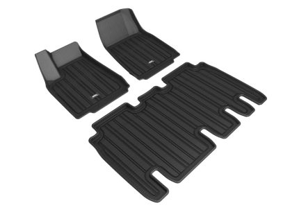 2016-2021 Tesla Model X 5-Seat Elitect First and Second Row Floor Mats Black - 3D MAXpider E1TL01101809