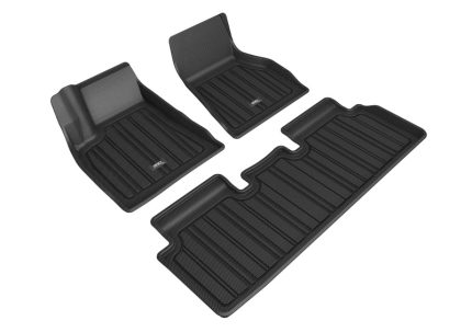 2020-2021 Tesla Model S Elitect First and Second Row Floor Mats Black - 3D MAXpider E1TL02001809