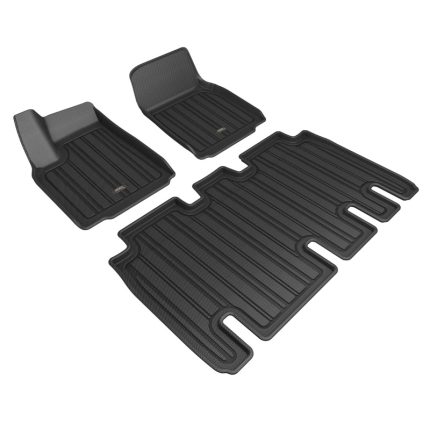 2022-2024 Tesla Model X 5-Seat Elitect First and Second Row Floor Mats Black - 3D MAXpider E1TL04601809