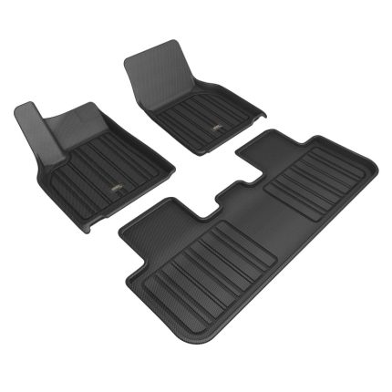 2026 Tesla Model Y Juniper Elitect First and Second Row Floor Mats Black - 3D MAXpider E1TL05401809