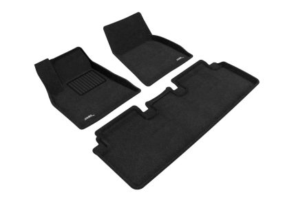 2012-2014 Tesla Model S Elegant First and Second Row Floor Mats Black - 3D MAXpider L1TL00004709