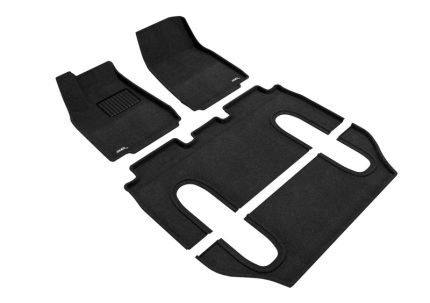 2016-2021 Tesla Model X 6-Seat Elegant First, Second, and Third Row Floor Mats Black - 3D MAXpider L1TL00104709