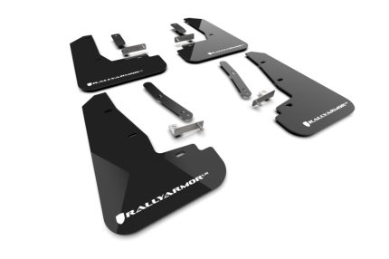 2025-2026 Kia EV6 Base Light / GT / GT-Line Black UR Mud Flaps White Logo - Rally Armor MF151-UR-BLK-WH