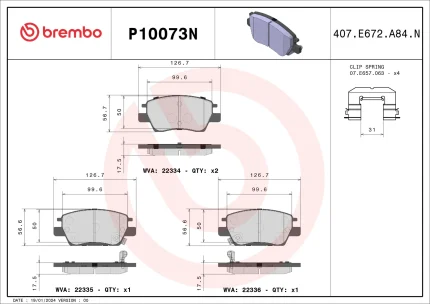 2017-2019 Chevrolet Bolt EV / Volt Front Ceramic Brake Pads - Brembo P10073N