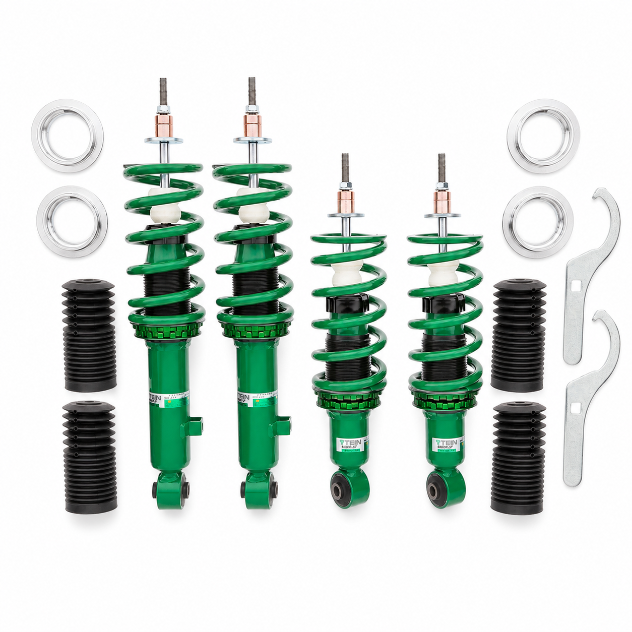 TEIN Street Basis Z Coilover Kit for 2010-2017 Nissan Leaf ZE0 / AZE0 – GSK32-81AS2 Complete TEIN GSK32-81AS2 Street Basis Z kit with four coilovers dust boots collars and tools