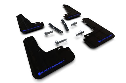 2022-2024 Kia EV6 Black UR Mud Flaps Blue Logo - Rally Armor MF91-UR-BLK-BL