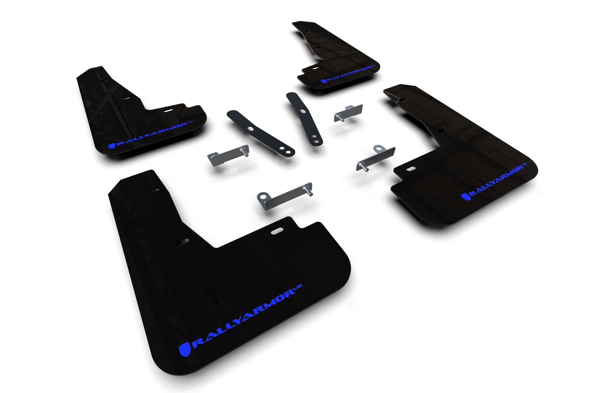 ralmf91-ur-blk-bl-2022-2024-kia-ev6-black-ur-mud-flaps-blue-logo-rally-armor-mf91- 2022-2024 Kia EV6 Black UR Mud Flaps Blue Logo - Rally Armor MF91-UR-BLK-BL