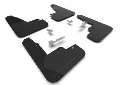 2021-2026 Ford Mustang Mach-E / GT / Rally Black UR Mud Flaps Metallic Black Logo - Rally Armor MF96-UR-BLK-MBK