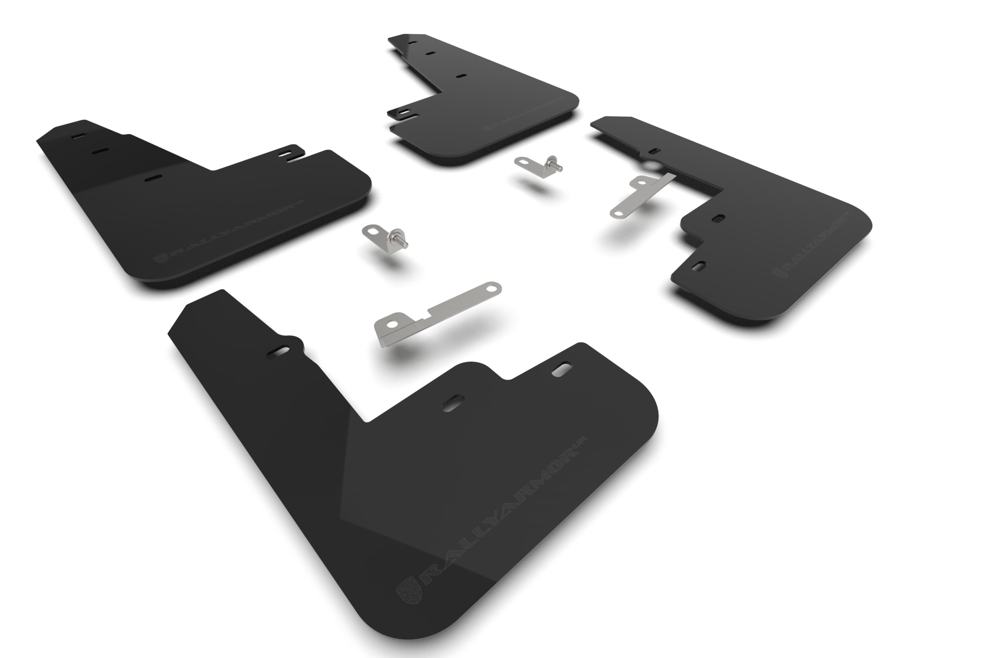 ralmf96-ur-blk-mbk-2021-2026-ford-mustang-mach-e-gt-rally-black-ur-mud-flaps-metall 2021-2026 Ford Mustang Mach-E / GT / Rally Black UR Mud Flaps Metallic Black Logo - Rally Armor MF96-UR-BLK-MBK