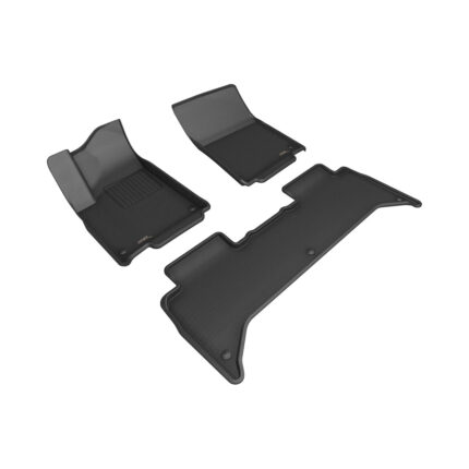 3D MAXpider Custom Fit Full Set Kagu R1 R2 Floor Mats Black For Rivian R1T 2022-2024