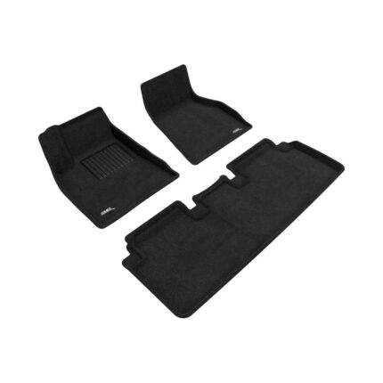 3D Maxpider Elegant 1st 2nd Row Floor Mat Set Black For 2015-2019 Tesla Model S