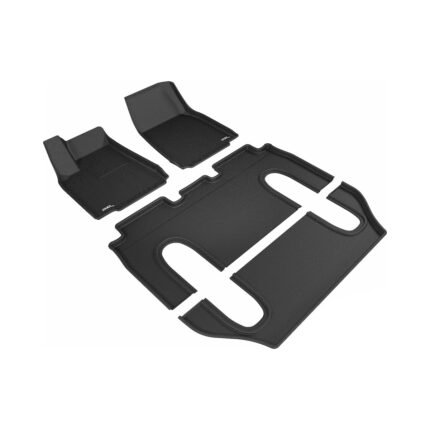 3D MAXpider Kagu 1st & 2nd & 3rd Row Floormats - Black For 2016-2021 Tesla Model X 6-Seats - Full Set