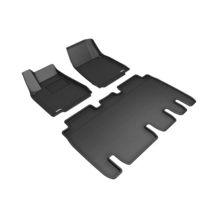 3D MAXpider Kagu 1st & 2nd Row Floormats - Black For Tesla Model X 2016-2021 5-Seat - Full Set
