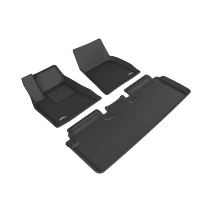 3D MAXpider Kagu 1st & 2nd Row Floormats Black For 2015-2020 Tesla Model S