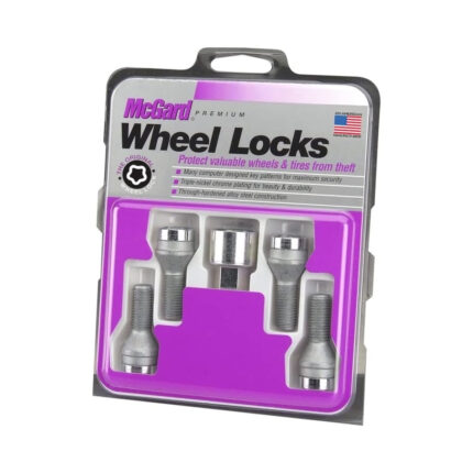 McGard Chrome Bolt Style Cone Seat Wheel Lock Set, 4 Locks, 1 Key For BMW i3 2014-2021