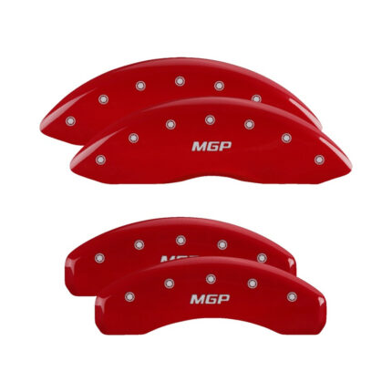 MGP 4 Caliper Covers Engraved Front & Rear MGP Red For 2017-2023 Tesla Model 3