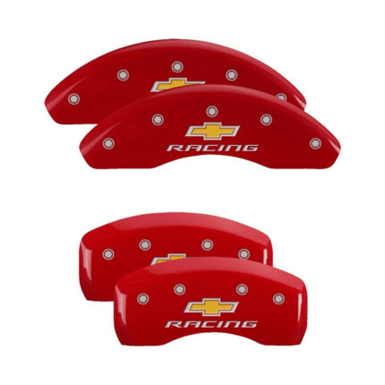 MGP 4 Caliper Covers Engraved Front & Rear Racing Red Finish For Chevrolet Bolt EV 2017-2021