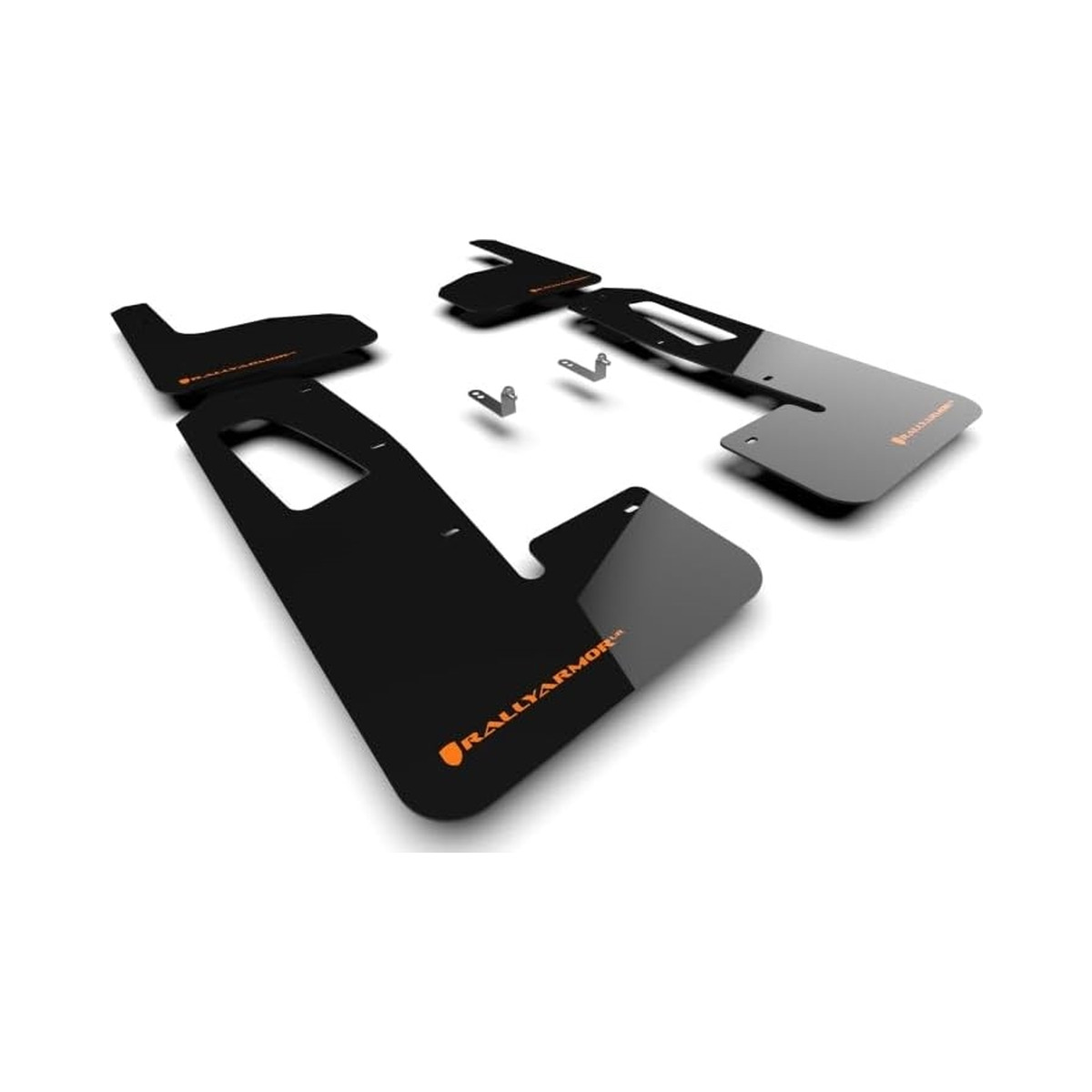 Rally Armor Black UR Mud Flap w/ Tangerine Scream Logo For Rivian R1T 2022-2023 Image Rally Armor Black UR Mud Flap w/ Tangerine Scream Logo For Rivian R1T 2022-2023