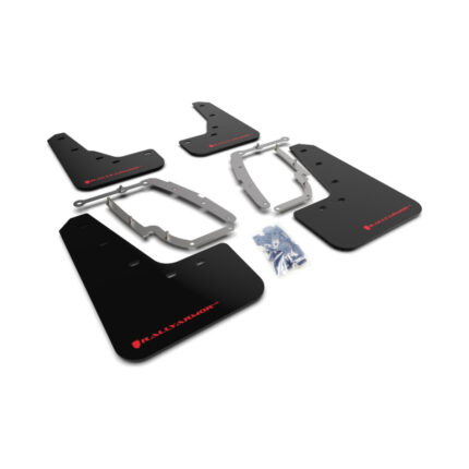 Rally Armor Black UR Mud Flaps with Red Logo for 2017-2023 Tesla Model 3