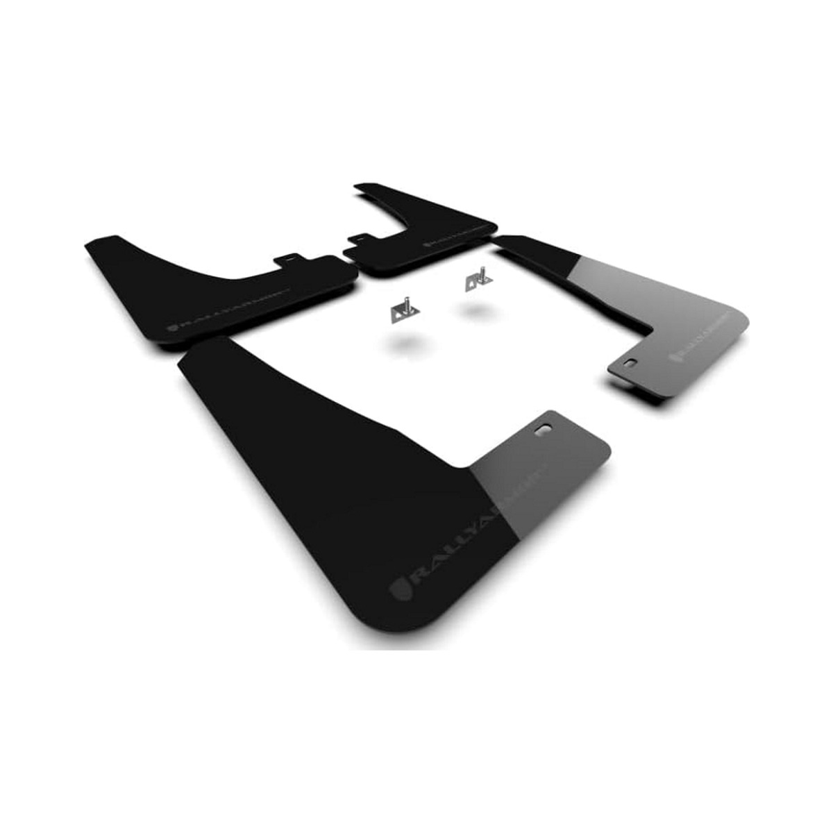Rally Armor UR Mud Flaps Metallic Black Logo for Tesla Model X/X Plaid 2022-2024 Image Rally Armor Black UR Mud Flaps w/ Metallic Black Logo For Tesla Model X/X Plaid 2022-2024